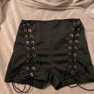 Black High Waisted Tie up shorts